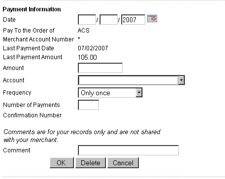 bill pay screen shot bill pay screen shot