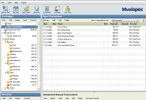 Mvelopes Personal Budget