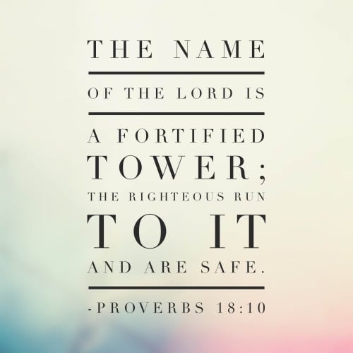 The name of the LORD is a fortified tower; the righteous run to it and are safe. -Proverbs 18:10